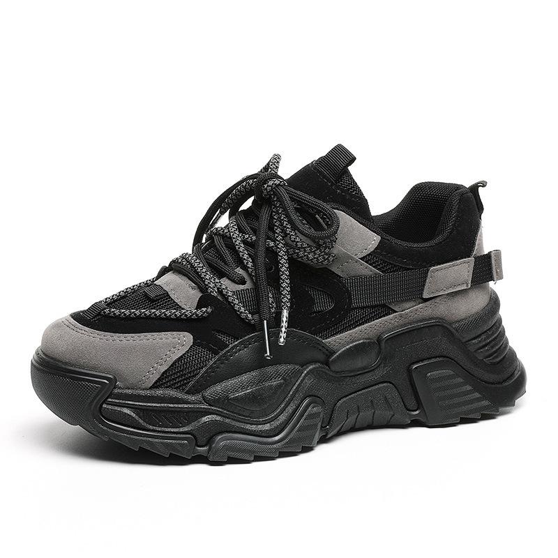 

Black sneakers women s spring and autumn running 2 new thick-soled heightening versatile casual retro fried 40 чорний