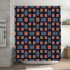 Abstract Geometric Shower Curtain Red, Black Orange Pattern Bath Rug Decoration Waterproof Shower Room Decorative Wall Art Home