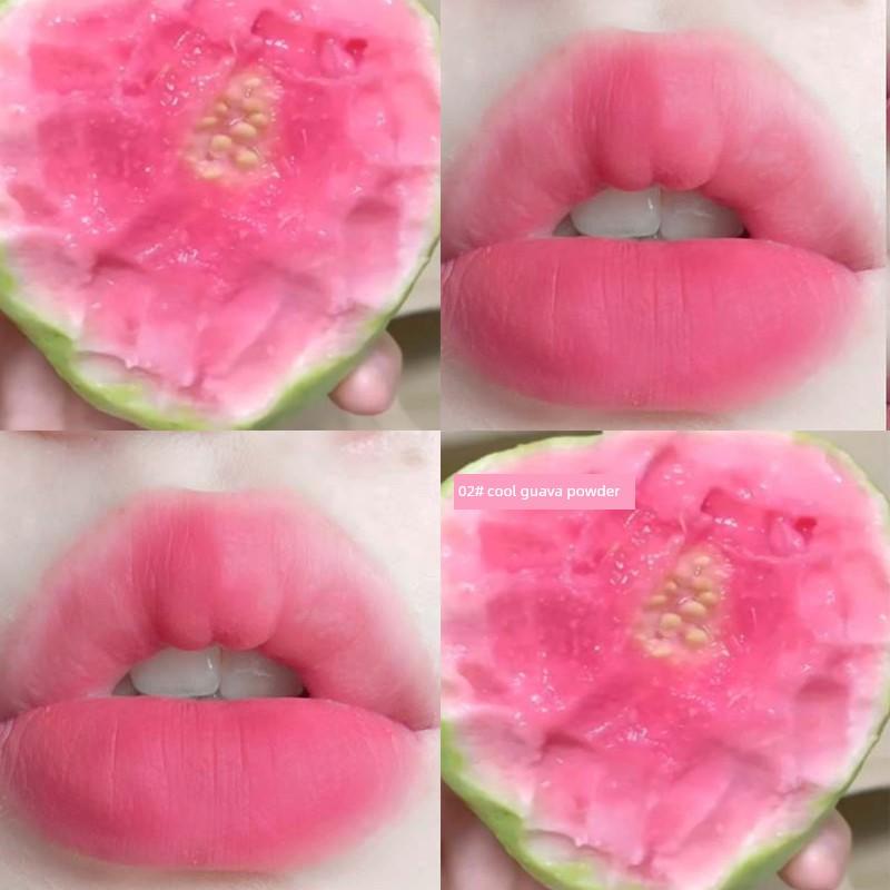 Young Girl's Guava-Colored Lipstick, Non-Stick Lip Glaze, Natural Look, Brightening Pink Lip Mud, Korean-Style Popular Cosmetics for Girls