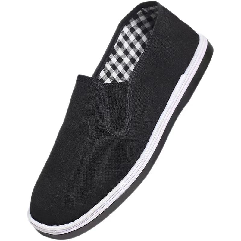 Cloth shoes beef tendon sole black cloth shoes soft sole non-slip wear-resistant breathable medium casual low-top single shoes