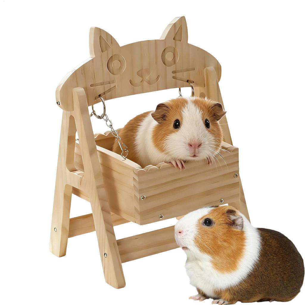 Rede Hamster Berço de Madeira Brinquedo para Animais Pequenos Baloiço de Madeira e Cama de Balanço Brinquedo Rede Hamster para Gerbil Rato Furão Anão