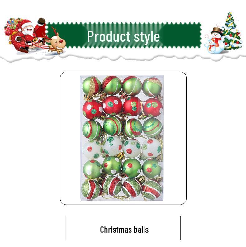 24 Irregular Cross-border Painted Christmas Tree Ornaments - 3cm Ball Set