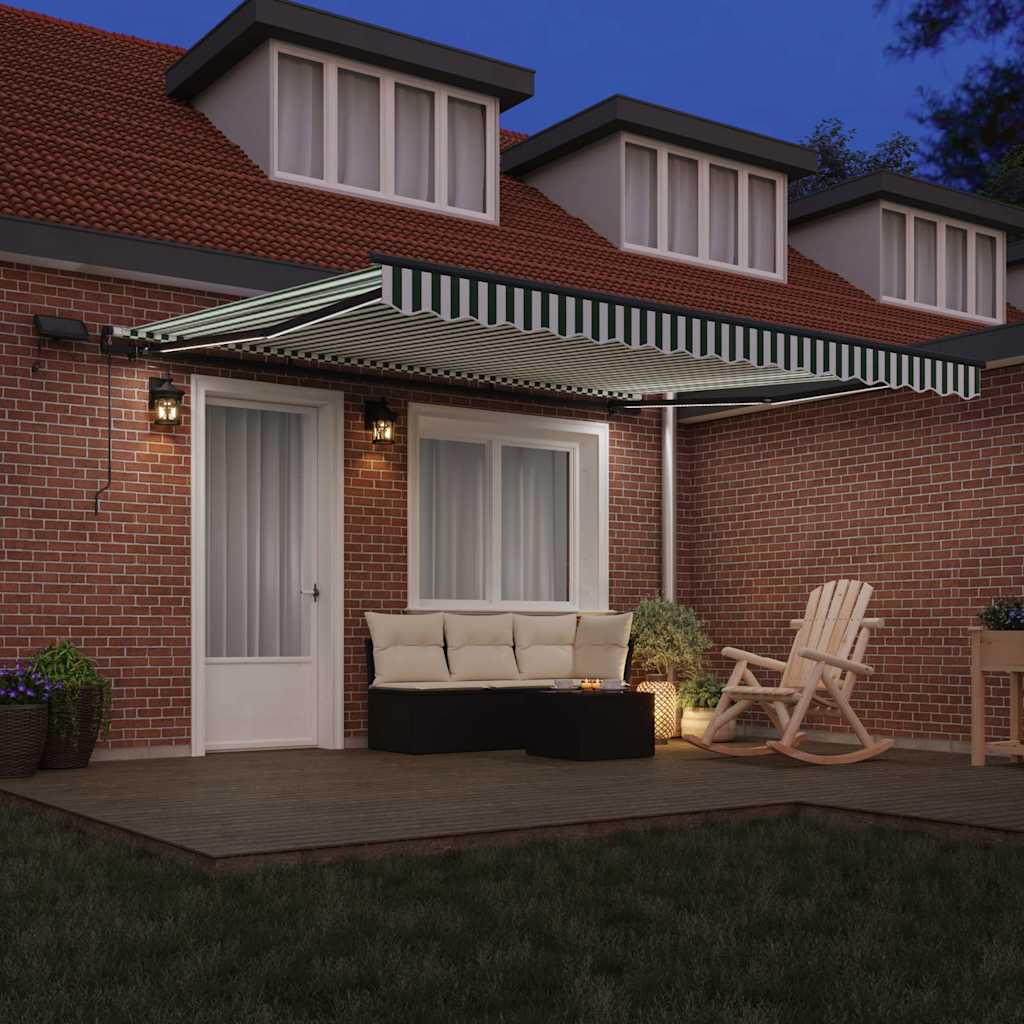 Retractable Awning Green and White 400 X 300 Cm