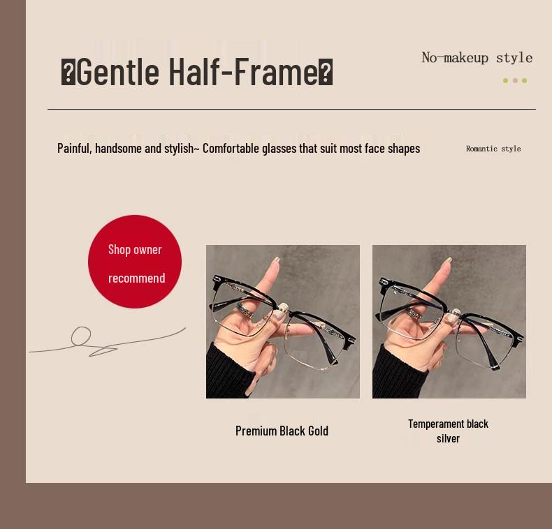 Neue High-End Unisex Halbrandbrille - Blaulichtfilter, Passform für großes Gesicht, Kann mit Sehstärke verglast werden.