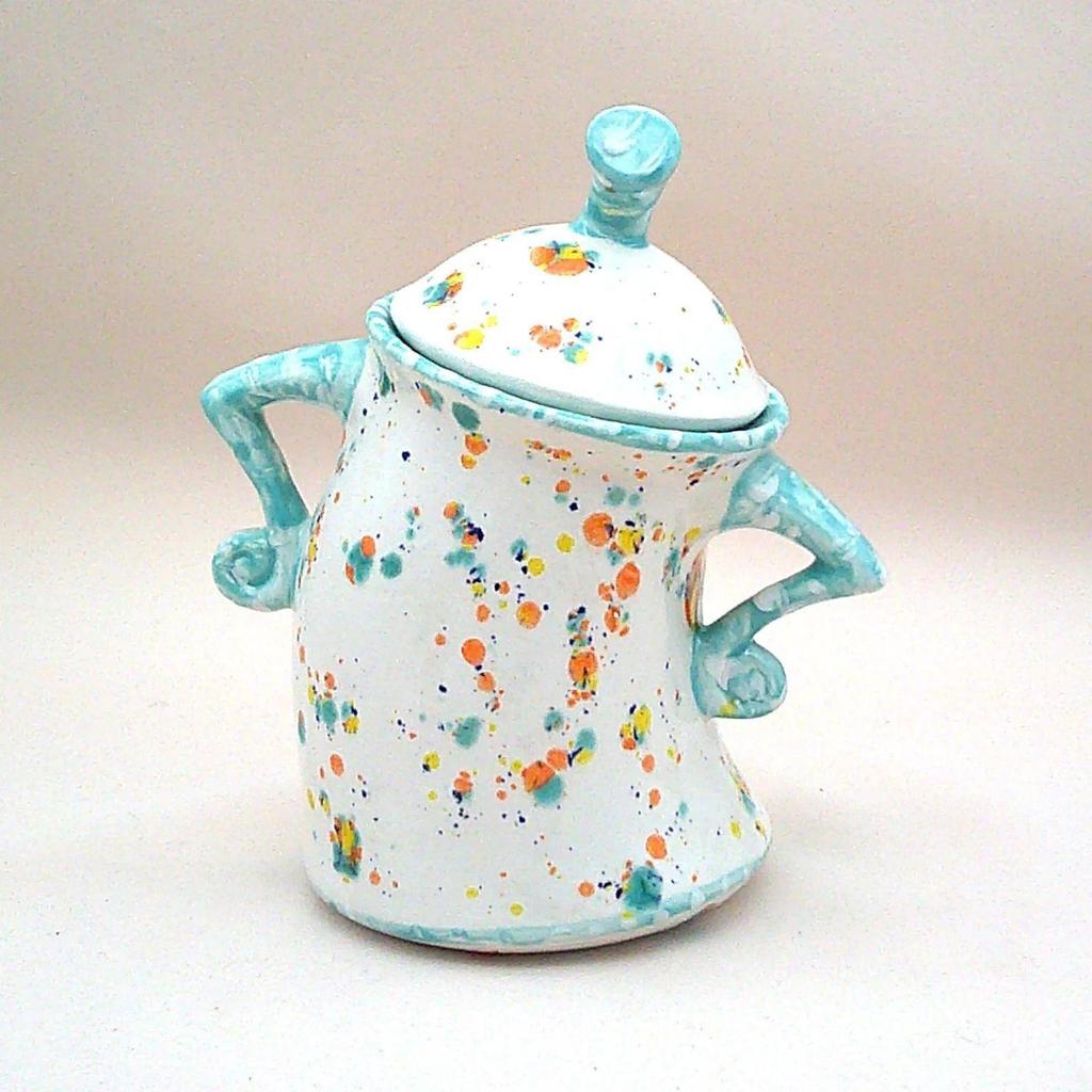 Hand-Painted Ceramic Storage Jar with Lid & Handles, Creative Kitchen Canister, Home Decor Ornament