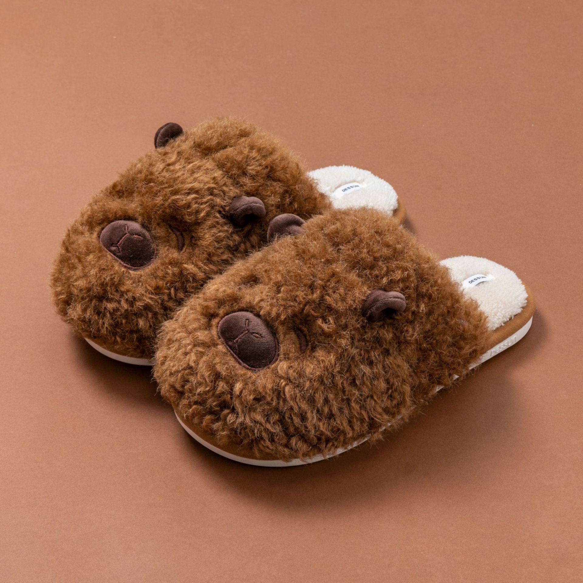 

Удобные мультяшные хлопковые тапочки: Теплая зимняя обувь с толстой нескользящей подошвой для пар 40-41 (fits 39-40)