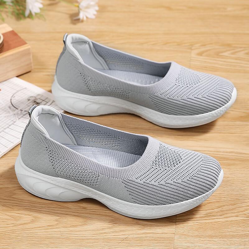 Large size women's shoes spring and summer new shallow mouth women's shoes flying woven shoes medium walking shoes casual shoes women