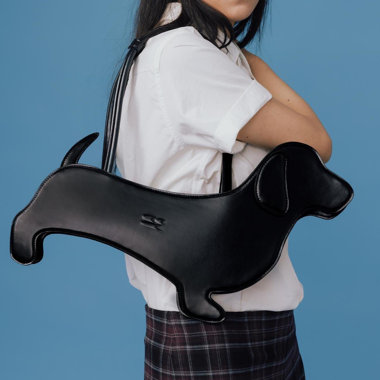 

Дорожная сумка, ретро и нишевая сумка на одно плечо, милая и трехмерная такса, личность и озорная девушка-сумка чёрный