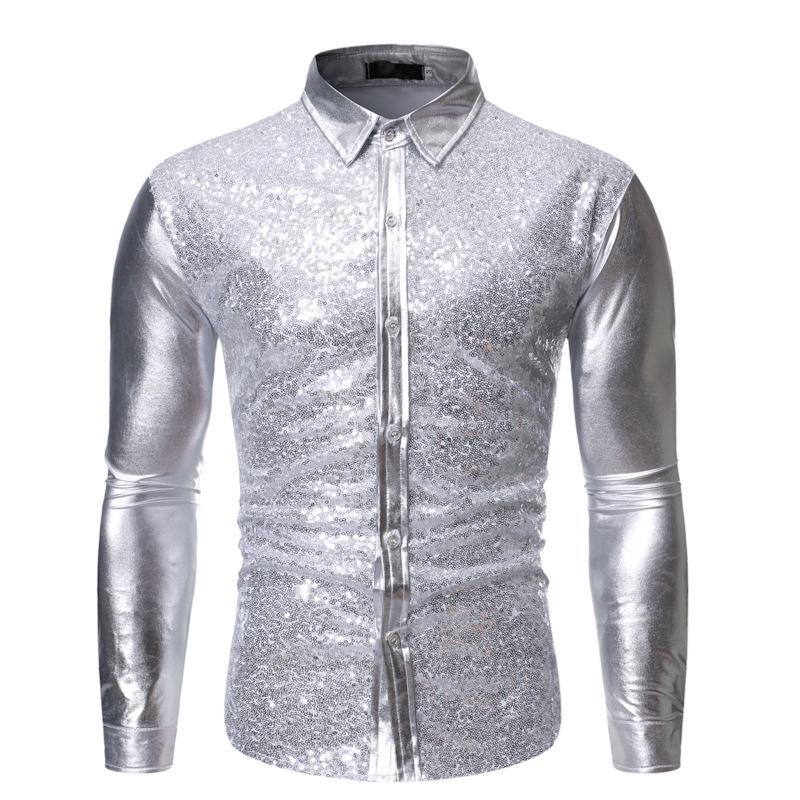 

Autumn 2019 Multi-Color Sequin Dance Shirt - European Size, Youth Style ZT-CS86 Large
