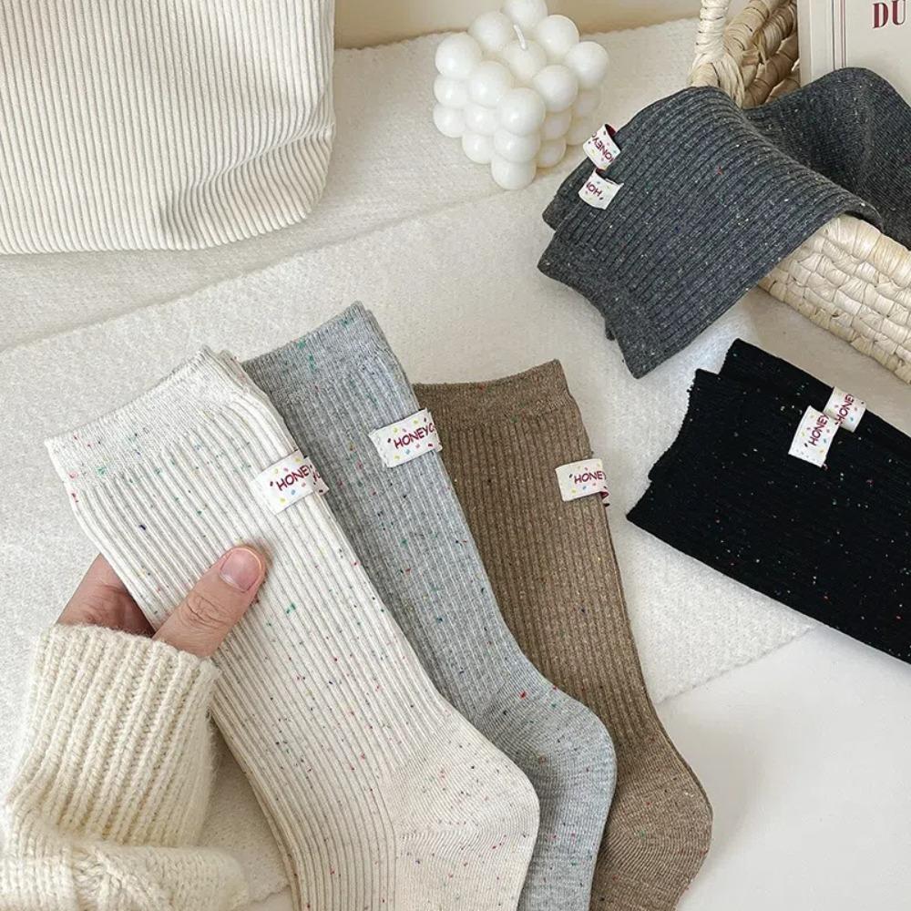 Cotton Knitted Socks Mid-tube Warm Socks Fashion Middle Tube Socks  Winter