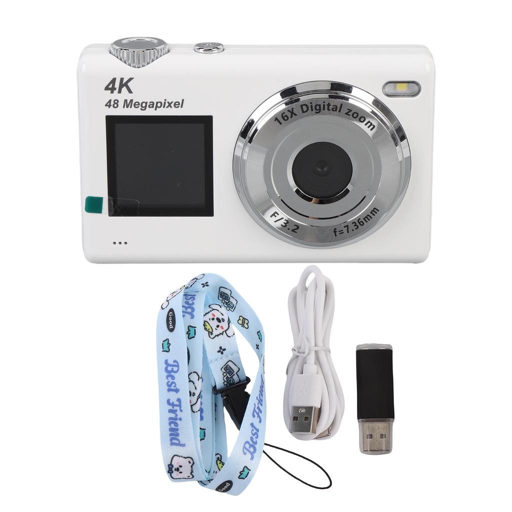 4K 48MP Digitalkamera mit zwei Bildschirmen Autofokus Kompakte kleine Kamera mit 16x Digitalzoom für