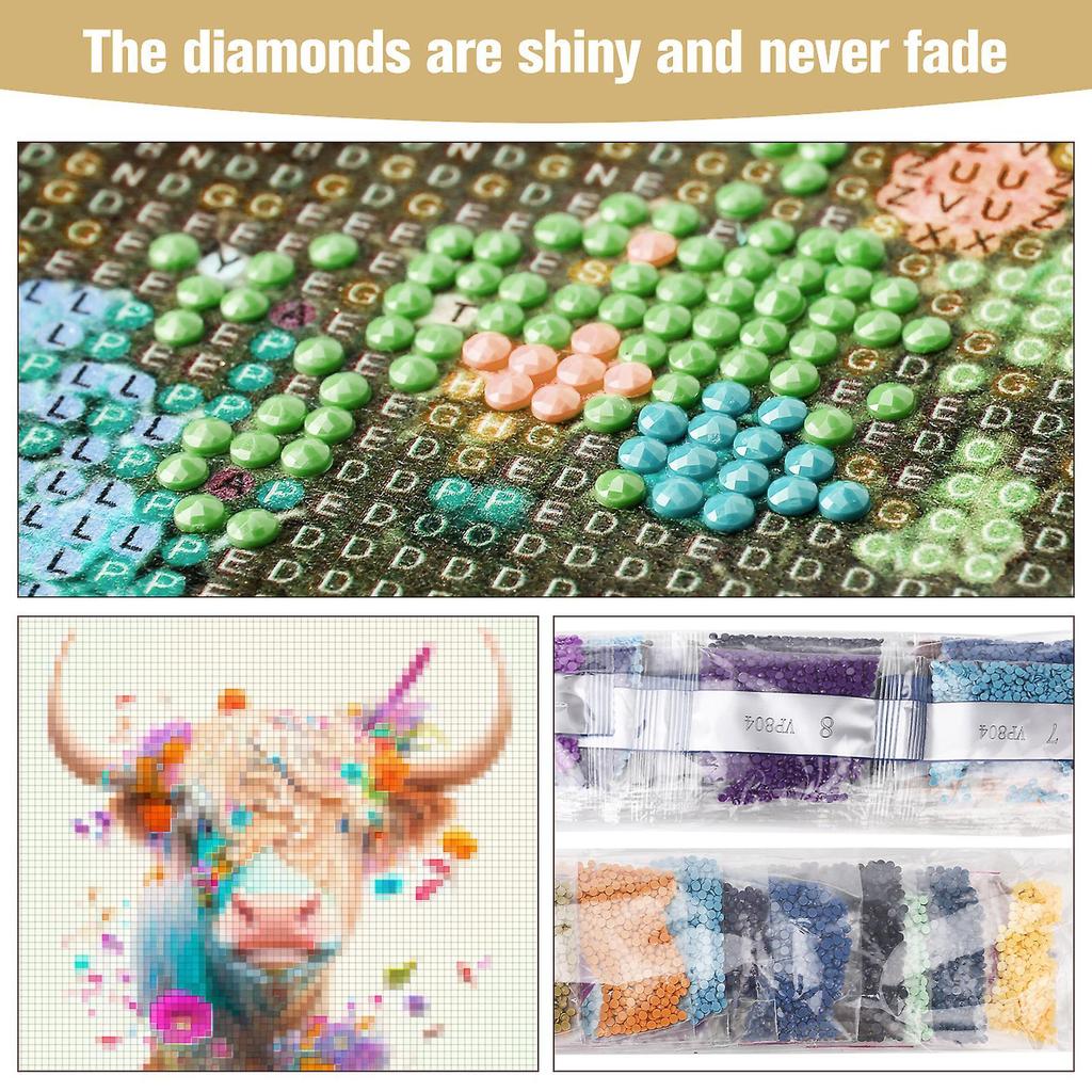 Highland Cattle Diamond DIY Painting Simple to Operate DIY Diamond Art Painting for Adults Children DIY Crafts