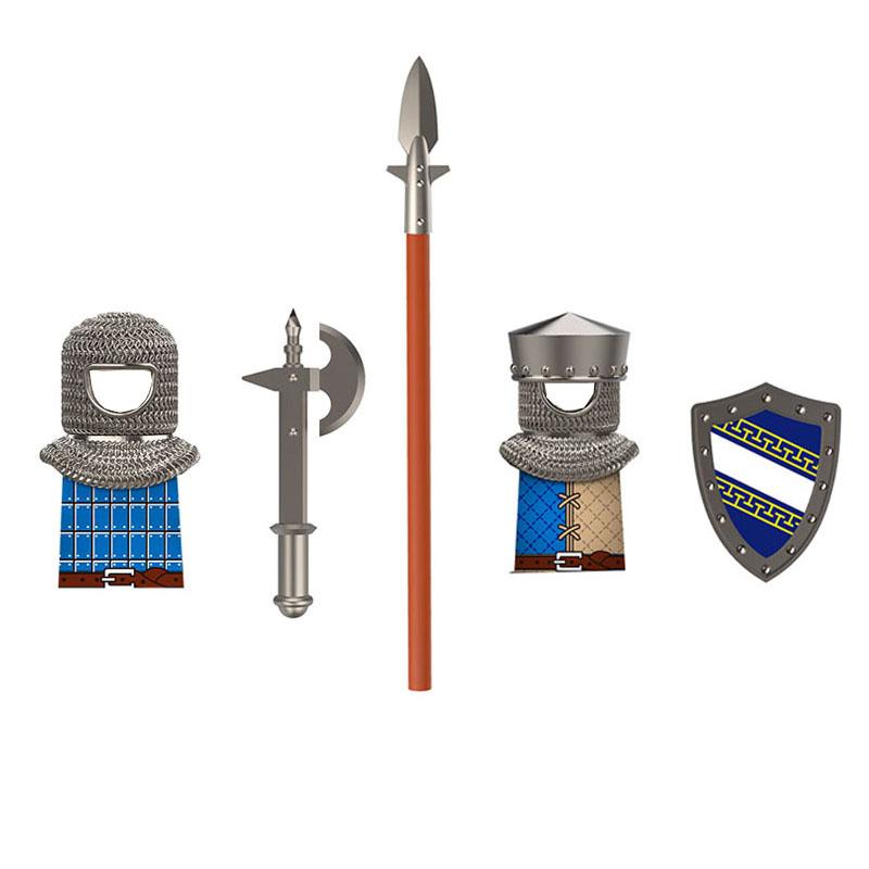 Medieval Building Blocks Accessories MOC Castles Dragon Knights Army Soldiers Warrior Helmets Shields Armors Axes Toy Gift S038