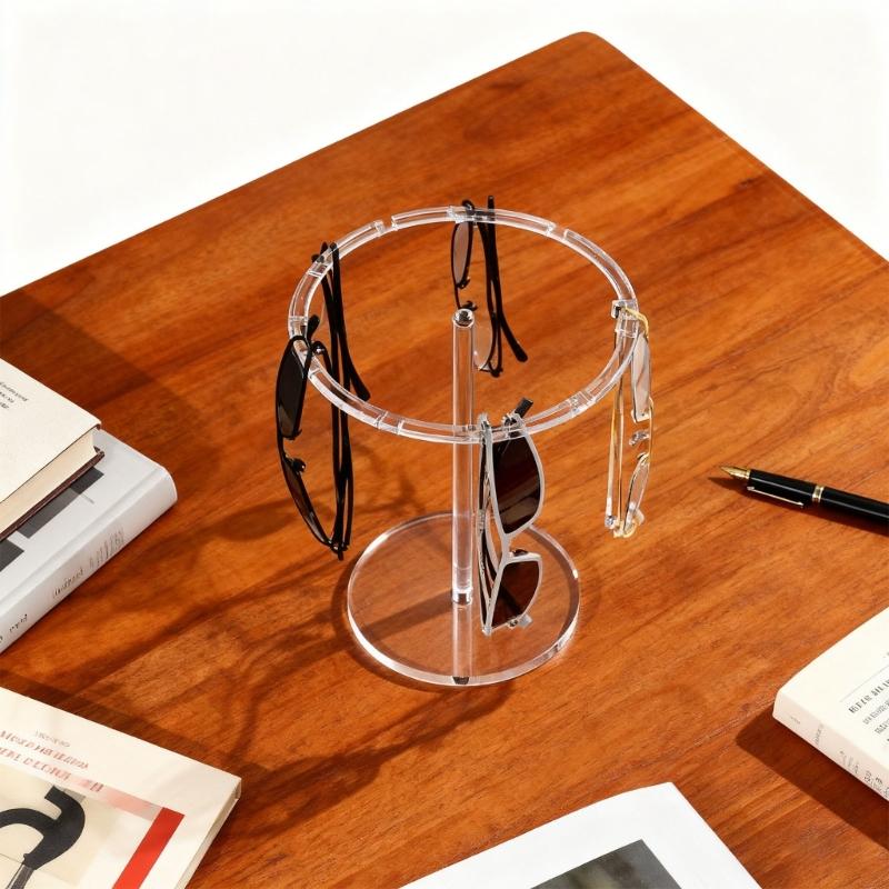 Acrylic Sunglasses Display Stand 360 Degree Rotation Quiet Bearings Weighted Base For Stability Prevents Tipping