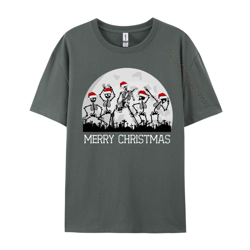 Skelette tanzen zu Rockgitarre auf Friedhof Frohe Weihnachten T-Shirt Kleidung Mann T-Shirts Einfaches T-Shirt Nagelneu