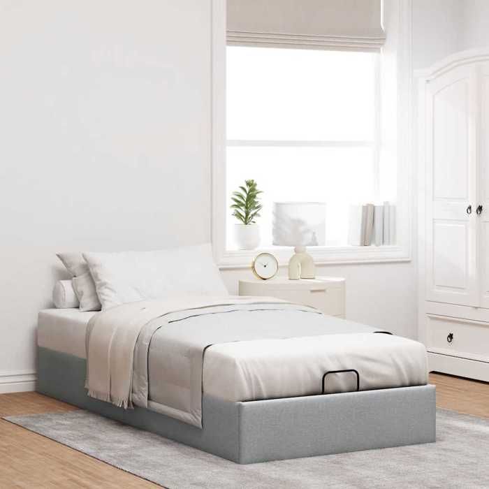 VidaXL Ottoman Bed Frame Without Mattress Light Grey 100x200 Cm Fabric, Bed Frame, Upholstered Bed Frame, Bed Frame 3310854