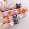 30Pcs New Cute Resin Halloween Pumpkin, Ghost, Cat Series Flat Back Ornament Jewelry Making Manicure Hairwear Accessories