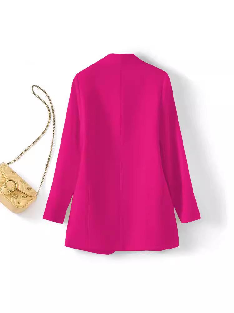 2025 Women's Slim Fit Lapel Suit - Solid Color, Spring/Autumn, Elegant Commute Style
