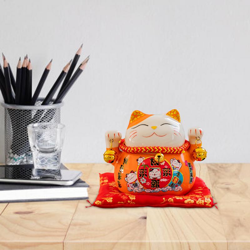 Lucky Feng Shui Cat Mini Figure Collection 4.5in Cute Wealth Cat Figurine Maneki Neko Feng Shui Fortune Creative Ceramics Home