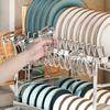 Kitchen Home Countertop Adjustable 2 Tier Stainless Steel Dish Drying Rack Plates Bowl Organizer Drainer Storage Rack Utensils