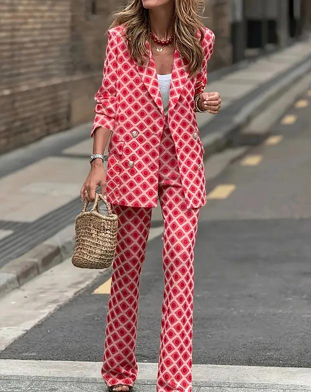 

Богемный женский комплект кардигана и длинных брюк с цифровым принтом (Коллекция 2025 г.) 5XL красный