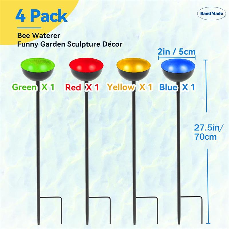 Stație de adăpare pentru albine Cupe pentru albine cu țăruș Alimentator metalic de apă pentru albine Alimentator de albine multifuncțional staționar pentru decor exterior