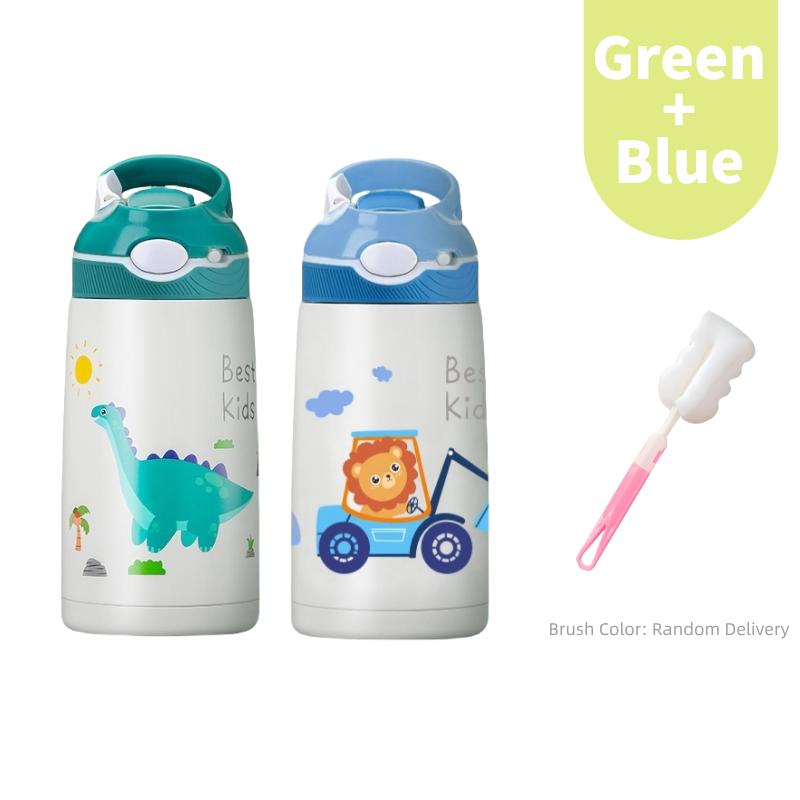 400ML Kids Water Bottle Cartoon Animal Thermos Mug Baby Duck Billed Straw 316 Stainless Steel Vacuum Flasks Thermos Bottle