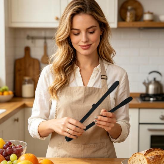 Pince Alimentaire en Silicone Résistante à la Chaleur Ustensile de Cuisine Antidérapant pour Barbecue Pain Gâteau & Glace Manche Ergonomique Sans Rayures Outil de Cuisson Essentiel pour la Maison