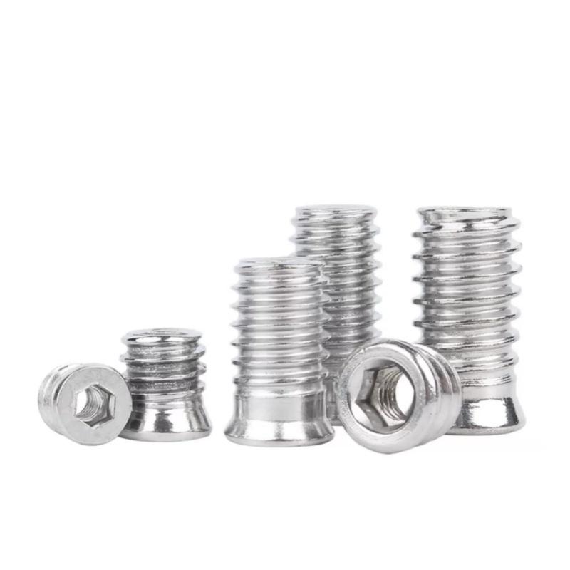 M4 M5 M6 M8 304 Stianless Steel Hex Socket Drive Insert Nuts Threaded For Wood Furniture
