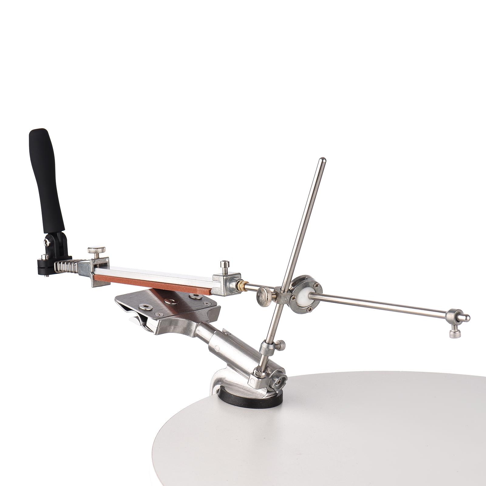 

Knife Sharpener System with 4 Whetstones Desktop Clip on Knife Sharpener Kit, 360 degree Rotation Fixed Angle Alloy серебряный