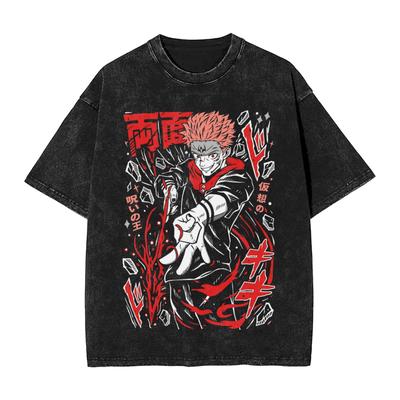 Washed T Shirt RyoUnisex Sukuna JJK Anime Hip Hop Vintage TShirts Harajuku JJujutsu KKaisen Streetwear Printed Tees Unisex Women