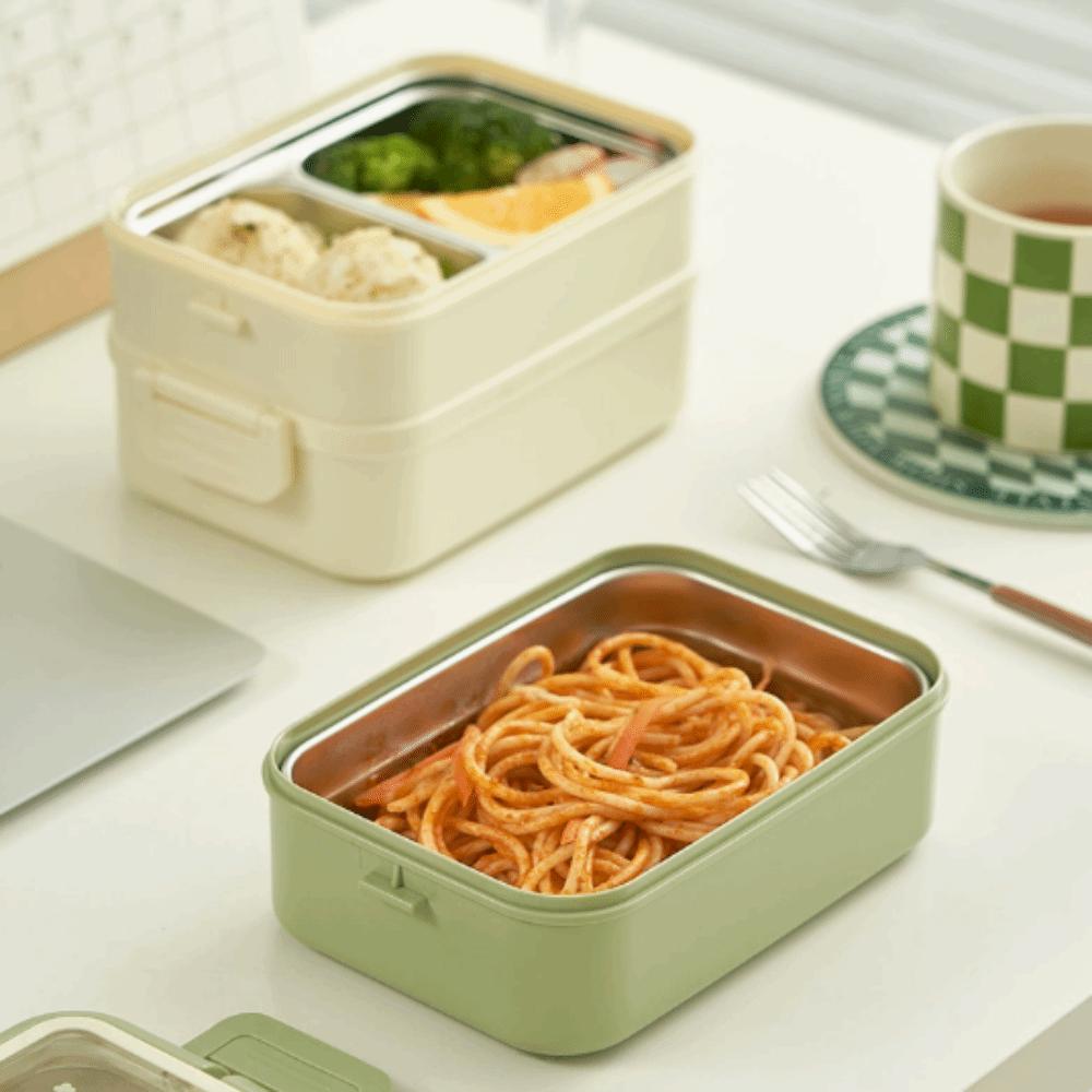 2 Layer Lunch Storage Container Stainless Steel Food Container Compartment Lunch Box  For Picnics