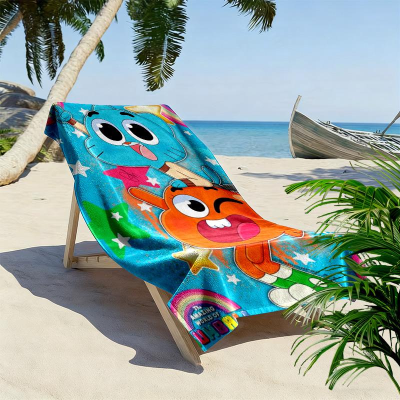 The Amazing World of Gumball Cartoon Print Beach Towel, Large Soft Quick Dry Towel for Beach Camping Swimming