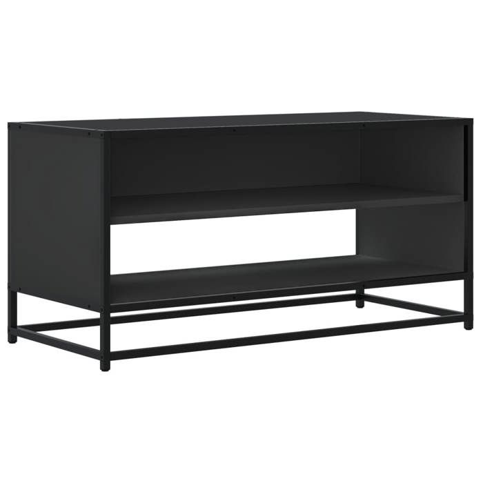 VidaXL Meuble TV noir 91x40x46 cm bois d'ingénierie et métal, banc TV, meuble hifi, centre de divertissement, buffet TV, 848884