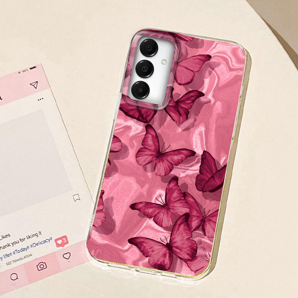 Purple Butterfly Water Wave Texture Phone Case for Samsung Galaxy A55 A56 A36 A26 A16 A54 A14 A24 A06 Shell Silicone Back Cover