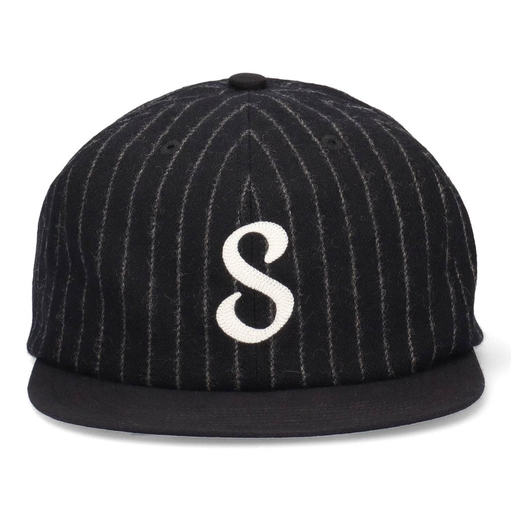 Schott Stripe Cap (Black) - Striped Flannel with S Logo and Wool