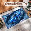Car Racing Theme Soft Crystal Velvet Rug Custom Name & Text Print Non Slip Floor Rug for Bedroom Living Room