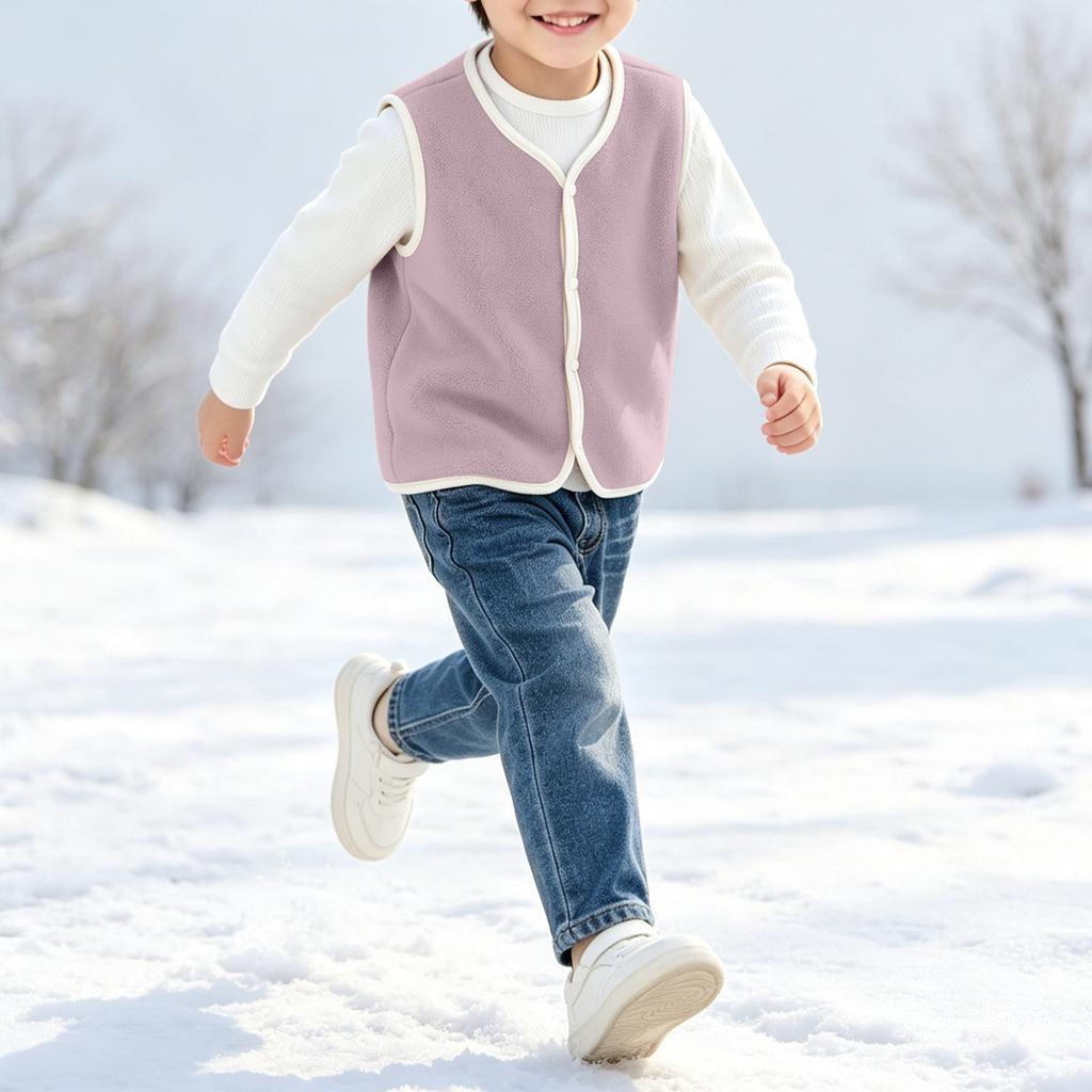 Unisex Kinder Knopfweste Lässige Oberbekleidung für Jungen und Mädchen