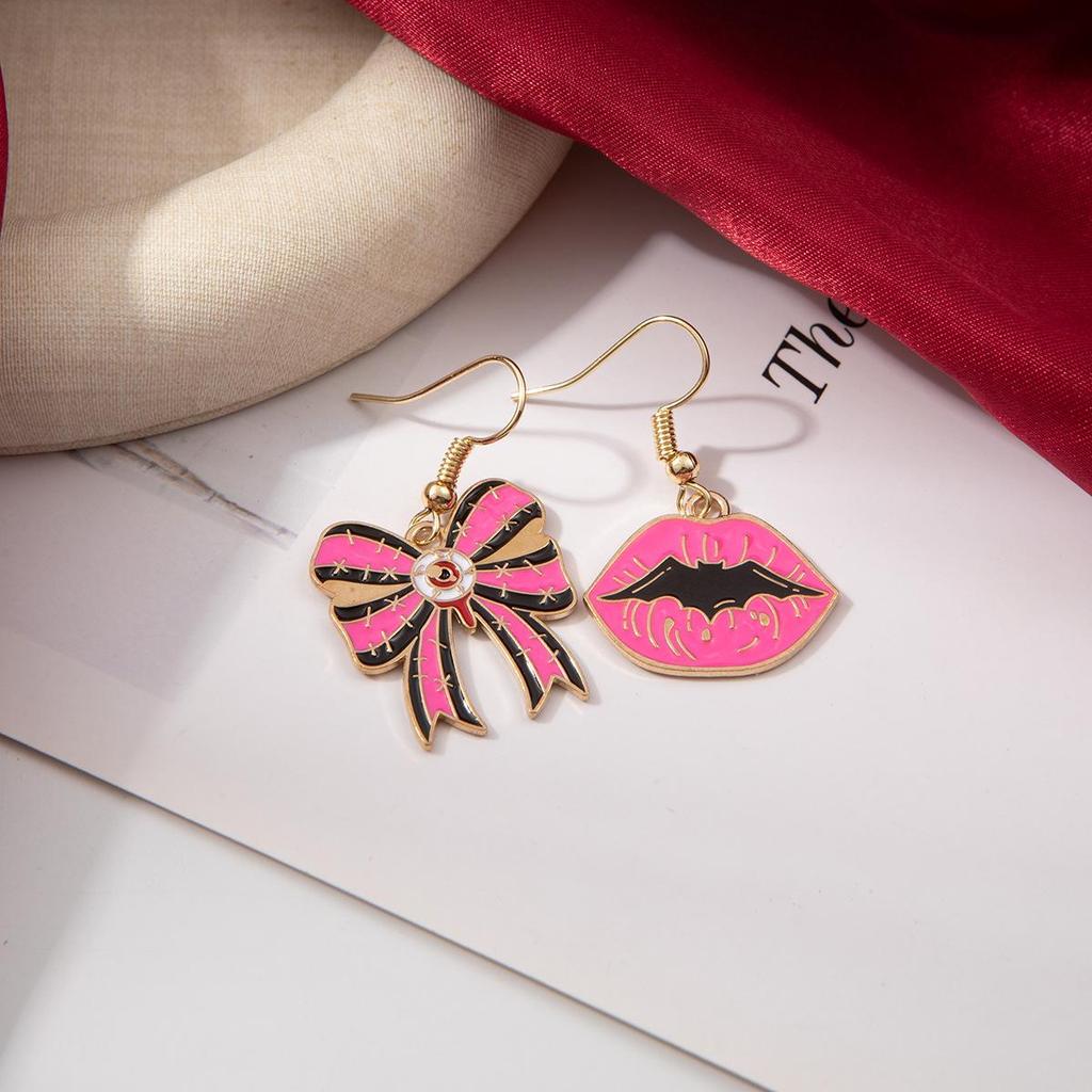 Trendy Halloween Pink Ghost Skull Cartoon Earrings for Women
