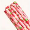 Pink Strawberry Paper Straws Set for Summer Fruit Themed Party Decorations Seaside Beach Birthday Celebration Festive Tableware