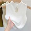 Half Turtle Neck Knitted Suspender Vest for Women with Inner Bottoming Shirt for Summer New Style Sweater Short Top