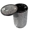 Rhinestone Inlaid Portable Car Ashtray Detachable Metal Large Capacity Sealed Ash Cup 10x6cm Bling Auto Interior Accessory