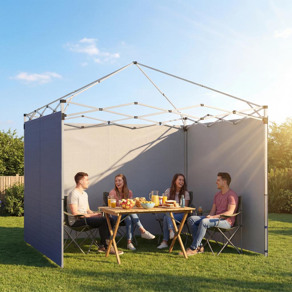 3-Piece Set Side Panels with Zipper for 3 x 3 m Gazebo, Dark Blue