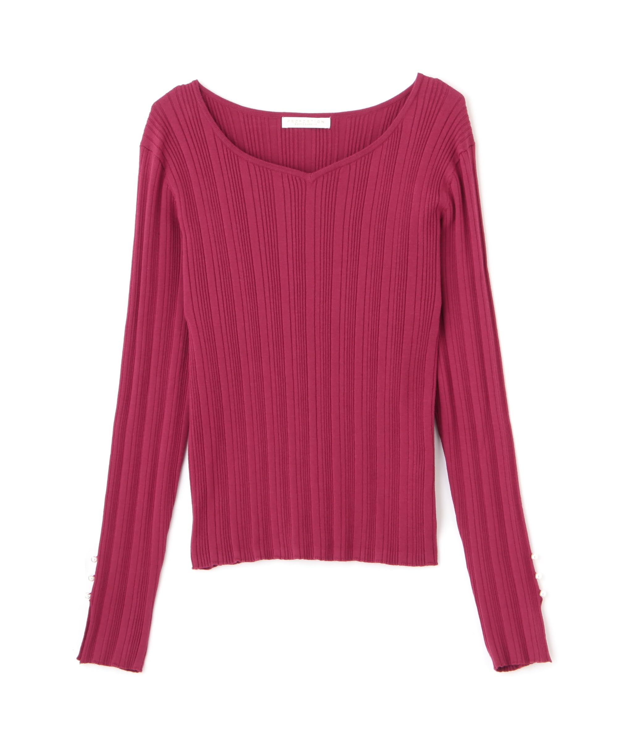 

Proportion Body Dressing Eyelet Rib Knit Red Women s Heart-Cut Sweater,