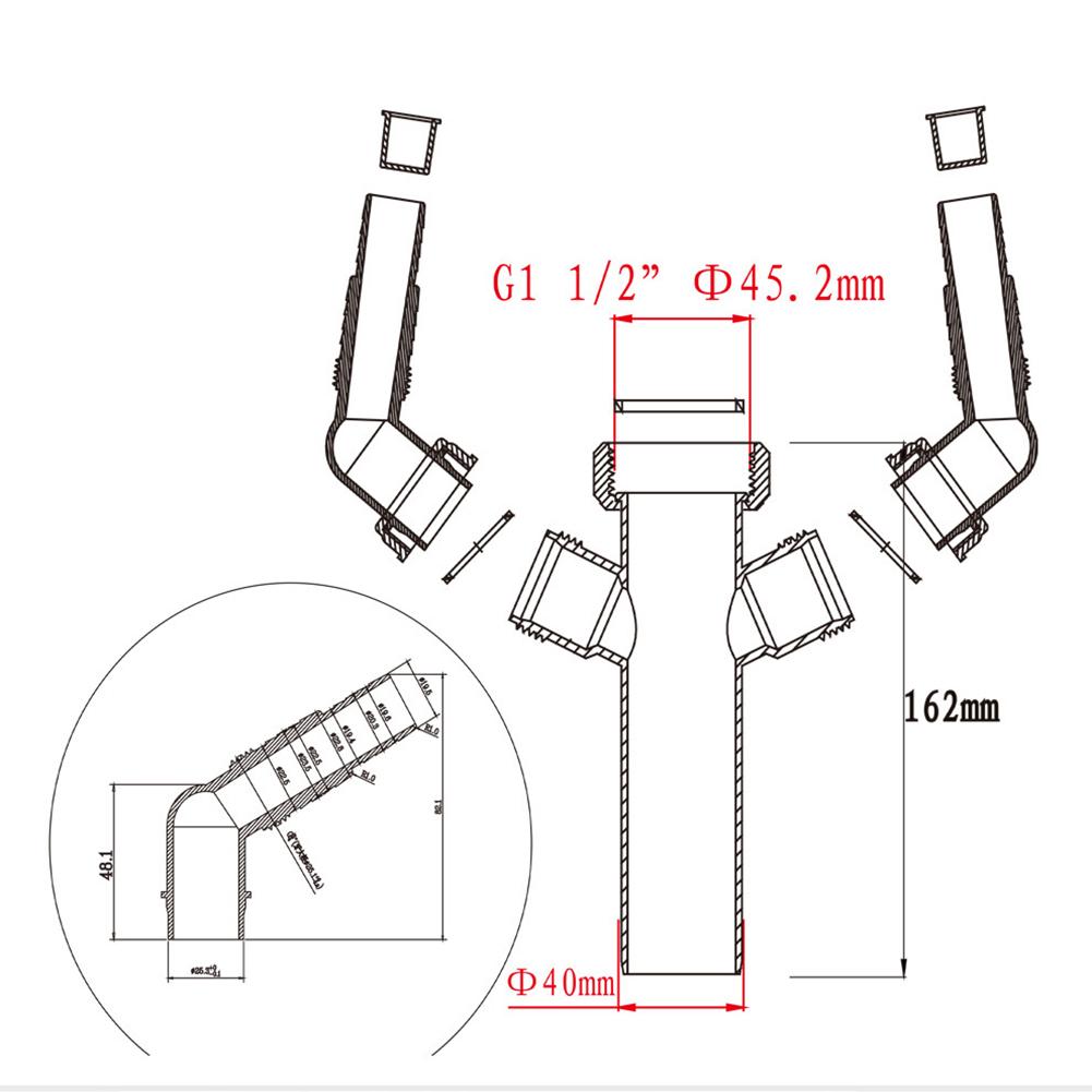 Double Outlet Sink Waste Trap 1 1/2 Inch Inlet Connector for Washing Machine and Dishwasher Plumbing Solutions