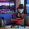 Ergonomic Office Chair, Gaming Chair, Swivel Chair with Footrest, PC Chair, Executive Chair, Height Adjustable, Polyester, Black+Red