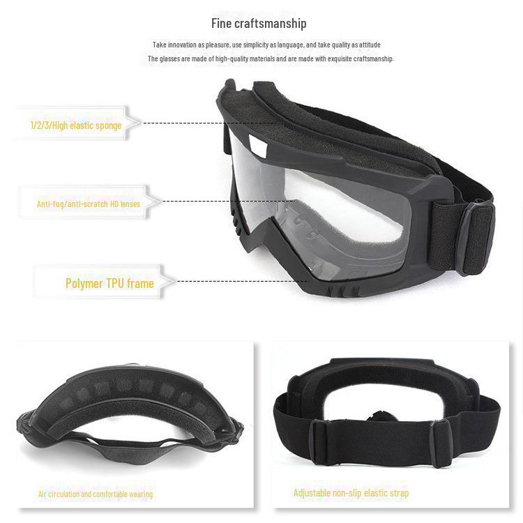 Ochelari tactici de calitate militară pentru protecție împotriva vântului și a nisipului în timpul activităților în aer liber. Ideal pentru plimbare cu motocicleta, schi și multe altele.