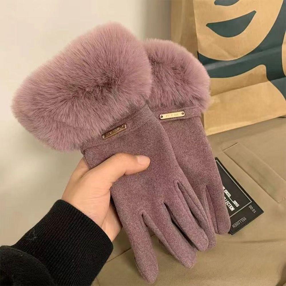 Warm  Gloves Winter Full Finger Mittens Fashion Women Furry Gloves  Ladies
