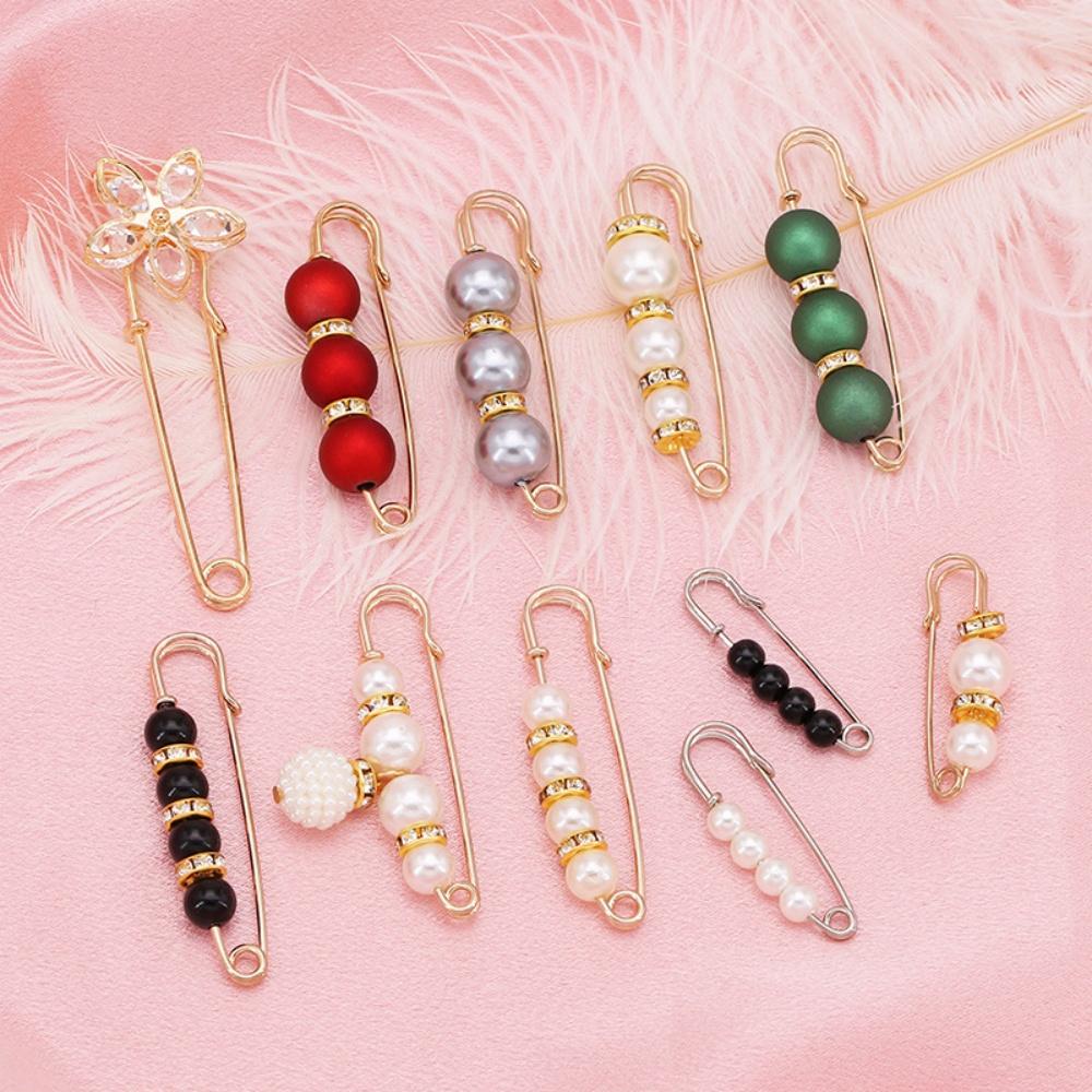 8-Piece Pearl Waist Adjusting Safety Pins, Elegant Pants Waist Cincher Brooch, Ideal Choice for Daily Clothing Repair