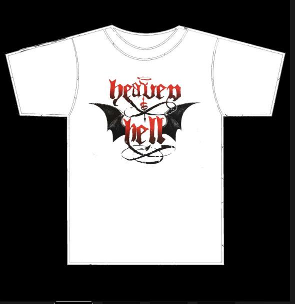 Rare! Heaven  Hell Band Shirt Tee White Short Sleeve